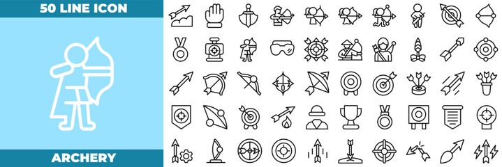 Archery Line Editable Icons set