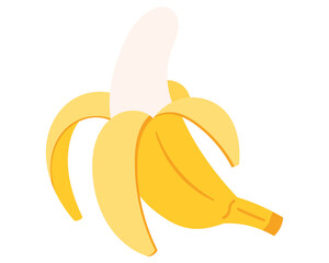 Fruit banana in cartoon hand drawn simple style. Editable variable color