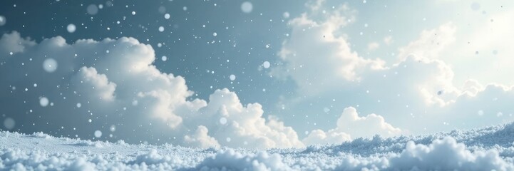 Obraz premium Softly falling snowflakes amidst a grey sky with thick, white clouds, snow, cloud formations, texture