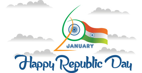 Creative Republic Day Typography with Indian Flag Elements