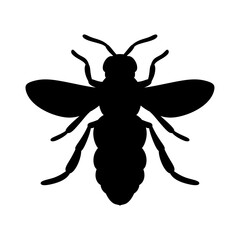 Black and white bee silhouette vector art illustration. Simple vector bee silhouettes isolated on white background