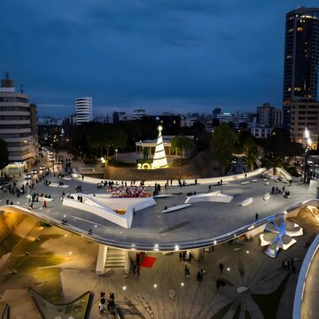 Nicosia Eleftheria Square at Night: Stunning Urban Design and Festive Decorations