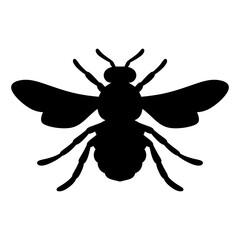 Black and white bee silhouette vector art illustration. Simple vector bee silhouettes isolated on white background