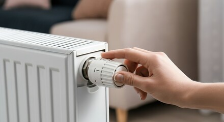 Adjusting the thermostat on a modern radiator for optimal heating
