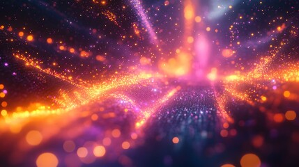 Fototapeta premium Futuristic Virtual Network Visualization with Bright Glowing Data Points and Smooth Connections