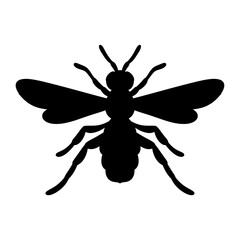 Black and white bee silhouette vector art illustration. Simple vector bee silhouettes isolated on white background