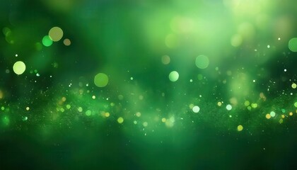 Obraz premium ethereal green bokeh background with soft glowing orbs and sparkles for design, festive themes, or calming visual aesthetics