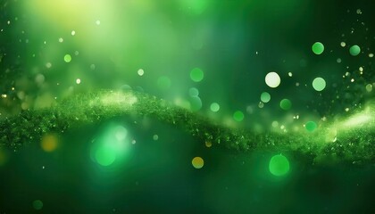ethereal green bokeh background with soft glowing orbs and sparkles for design, festive themes, or calming visual aesthetics

