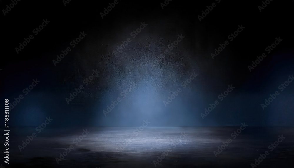 Poster ethereal spotlight in dark misty environment with textured background for atmospheric designs and ci
