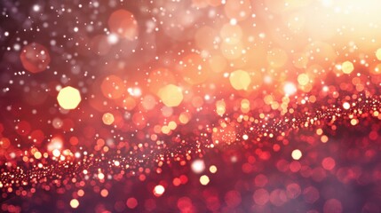 A dazzling array of red bokeh lights and glitter creates a magical, festive atmosphere ideal for celebrations