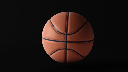 Fototapeta premium Basketball isolated on black background. Standard orange basket ball. Perfect for sports advertising 