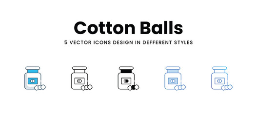 Cotton Balls icons in different style vector stock illustration