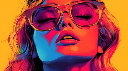 Captivating Pop Art Portrait with Vibrant Contrasts and Sleek Aesthetics