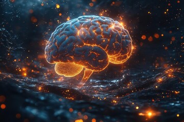 creative visualization of human brain activity with colorful energy patterns representing neural connections and creative thinking process