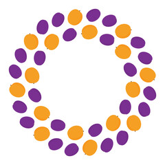 Plums and Apricots Stylized Circular Frame border in trendy summertime shades. Copy space Template