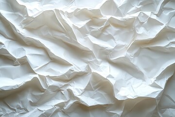Obraz premium crumpled white paper texture background with natural shadows and wrinkles for graphic design, poster mockup, and creative projects display