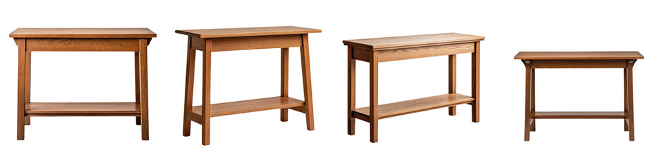 Fototapeta premium Assortment of Sophisticated Wooden Tables Desks and Workstations Ideal for Modern Home and Office Interiors Promoting Productivity and Organization