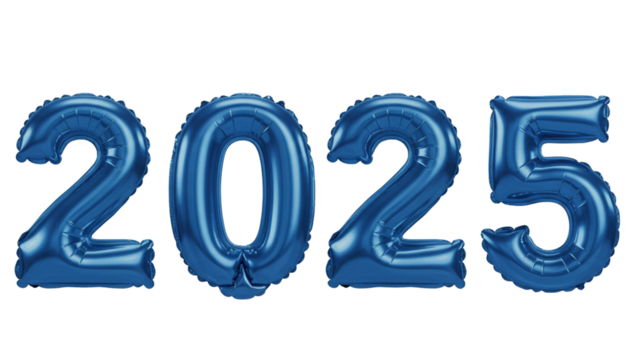 blue foil text, 2025 design, shiny text effect, foil texture, modern typography, metallic text, graphic design element, year 2025, decorative font, digital artwork, elegant design, high-resolution PNG