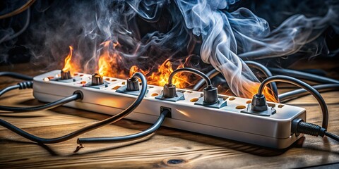 Overloaded Extension Cord Sparks Fire Hazard - Electrical Safety Risk