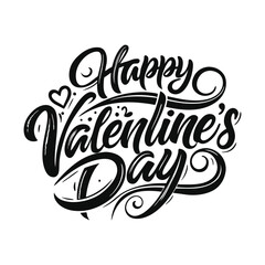 Happy Valentines Day! Text Design line art icon sign silhouette vector illustration  with fun brush ink typography calligraphy for photo overlays t-shirt print flyer poster design