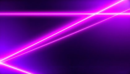 Fototapeta premium Neon Pink Lines: Bright pink neon light lines intersecting on a dark purple background, abstract geometric design