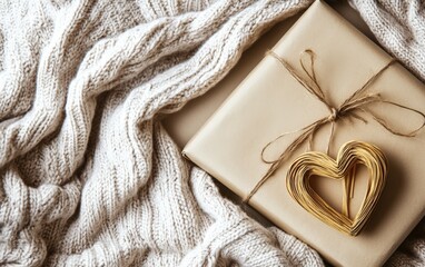 A gentle giraffe snuggled in a soft white blanket, adorned with a shimmering gold heart, exuding warmth and love for Valentine's Day.