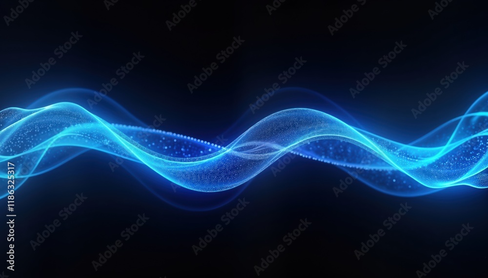Fototapete abstract futuristic blue light wave design. dynamic glowing lines create vibrant colours on dark bac