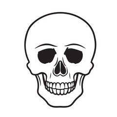 The skull icon. Black silhouette of a human skull. Vector illustration isolated on a white background for design and web.