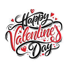 Colorful Hearts and Happy Valentines Day! Text Design line art icon sign silhouette vector illustration  with fun brush ink calligraphy typography for photo overlays t-shirt print flyer poster design