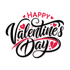 Colorful Hearts and Happy Valentines Day! Text Design line art icon sign silhouette vector illustration  with fun brush ink calligraphy typography for photo overlays t-shirt print flyer poster design