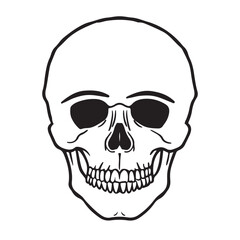 The skull icon. Black silhouette of a human skull. Vector illustration isolated on a white background for design and web.