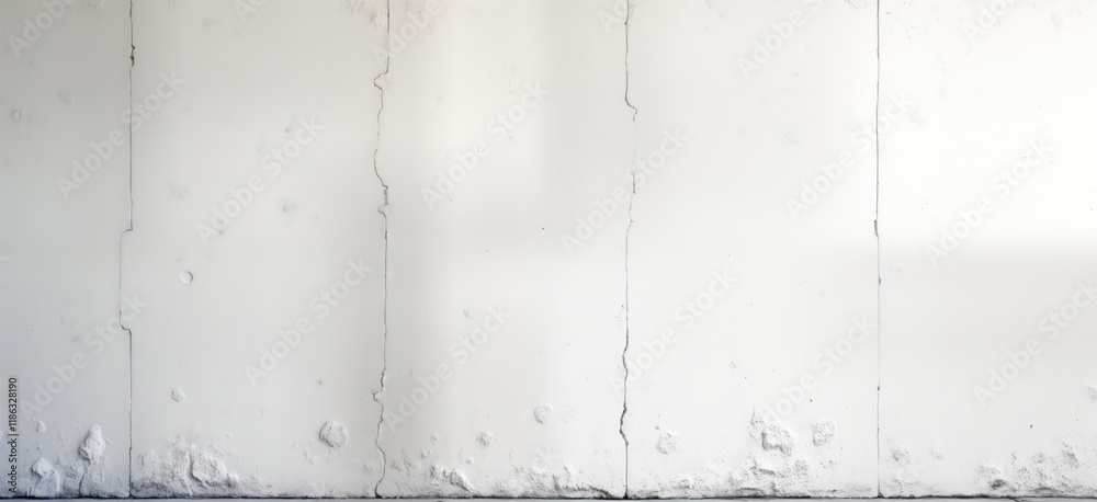 Poster old white concrete wall with vertical cracks. texture, pattern of wall rough, distressed. suitable f