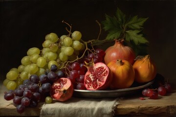 Ai natura morta con vari tipi di frutta 04