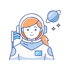 female astronaut vector icon, women’s day vector illustration - simple illustration of female astronaut perfect for logos, and holidays -themed designs.