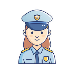 female police officer vector icon, women’s day vector illustration - simple illustration of female police officer perfect for logos, and holidays -themed designs.