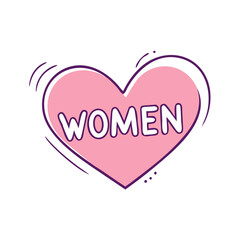 heart with women text vector icon, women’s day vector illustration - simple illustration of heart with women text perfect for logos, and holidays -themed designs.