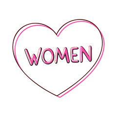 heart with women text vector icon, women’s day vector illustration - simple illustration of heart with women text perfect for logos, and holidays -themed designs.