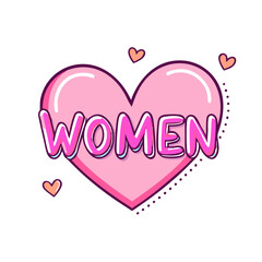heart with women text vector icon, women’s day vector illustration - simple illustration of heart with women text perfect for logos, and holidays -themed designs.