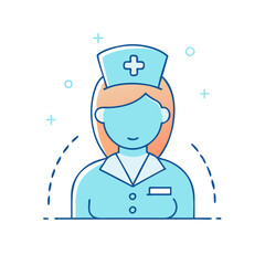 nurse vector icon, women’s day vector illustration - simple illustration of nurse perfect for logos, and holidays -themed designs.