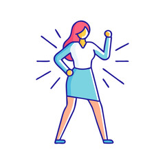 woman in power pose vector icon, women’s day vector illustration - simple illustration of woman in power pose perfect for logos, and holidays -themed designs.