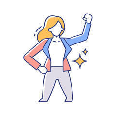 woman in power pose vector icon, women’s day vector illustration - simple illustration of woman in power pose perfect for logos, and holidays -themed designs.