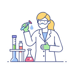 woman working in a lab vector icon, women&rsquo;s day vector illustration - simple illustration of woman working in a lab perfect for logos, and holidays -themed designs.