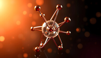 Atom molecule model . Mixed media, smooth light, with white tones