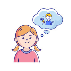 young girl with dreams vector icon, women’s day vector illustration - simple illustration of young girl with dreams perfect for logos, and holidays -themed designs.