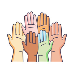 diverse group of hands vector icon, women’s day vector illustration - simple illustration of diverse group of hands perfect for logos, and holidays -themed designs.