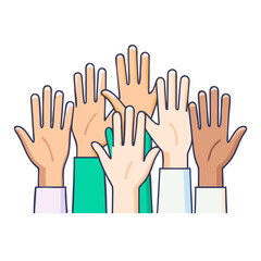 diverse group of hands vector icon, women’s day vector illustration - simple illustration of diverse group of hands perfect for logos, and holidays -themed designs.