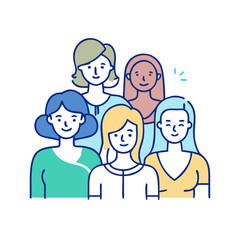 diverse group of women vector icon, women’s day vector illustration - simple illustration of diverse group of women perfect for logos, and holidays -themed designs.