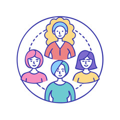 diverse women circle vector icon, women’s day vector illustration - simple illustration of diverse women circle perfect for logos, and holidays -themed designs.