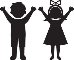 Icon of children. A boy and a girl. Pictogram. Simple flat vector illustration on a white background.
