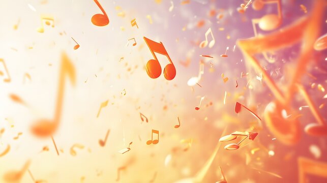 Musical Notes Floating in Warm Golden Light